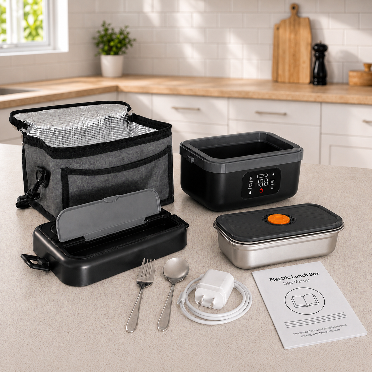 Premium Heated Electric Lunch Box – Rechargeable 1L | Core & Comfort