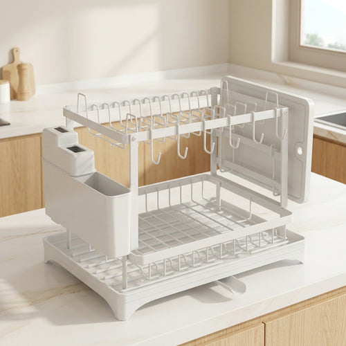 2 Tier Dish Drying Rack with Drip Tray | Core & Comfort