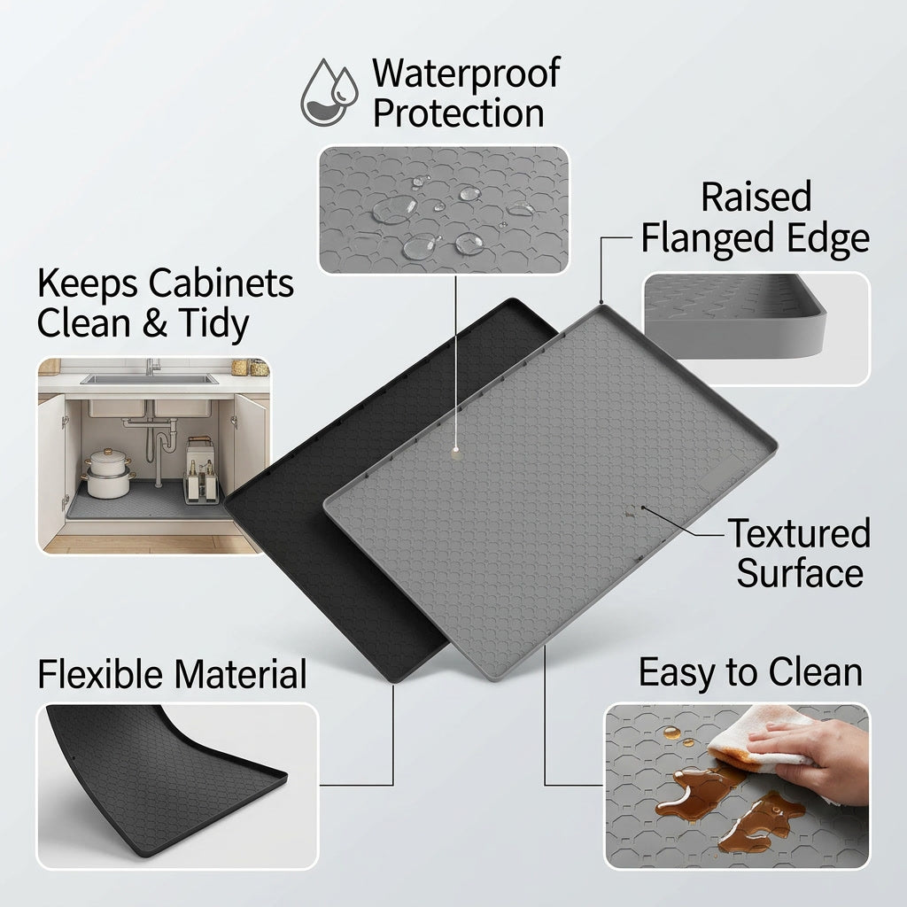 Core & Comfort | Waterproof Under Sink Silicone Protection Mat